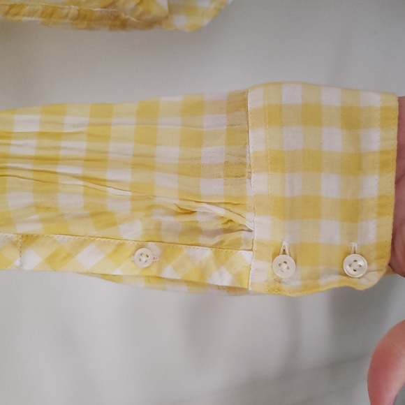 J Crew classic yellow check gingham airy, lightweight long sleeve button up. - Picture 5 of 7